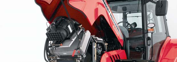 The hood may be fully raised from the front of the tractor with the push of a button.