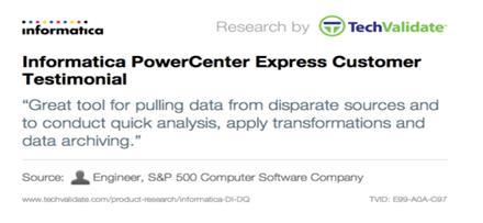 83% Use 1-5 Data Sources Over time businesses will look to leverage a product like PowerCenter Express in more and innovative ways, and the smaller