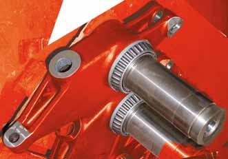 The heavy-duty tapered roller bearings are reliably protected from dirt and locked with an adjustable castellated nut. Camber adjustment via two turnbuckles.