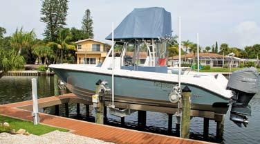 The GatorVator TM fits in narrow areas along the dock and is user
