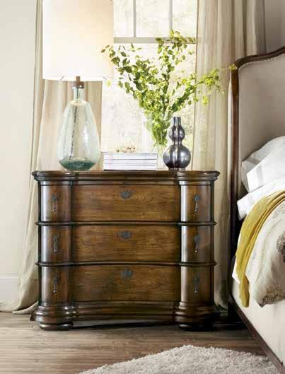 bedside chest with cabriole legs, offered in both finishes, gives