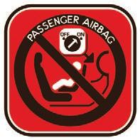 Safety Passenger airbag OFF The warning label present on both sides of the passenger sun visor repeats this advice.