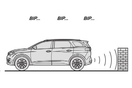 Driving Parking sensors Rear parking sensors Visual assistance The system is switched on by engaging reverse gear. This is confirmed by an audible signal.