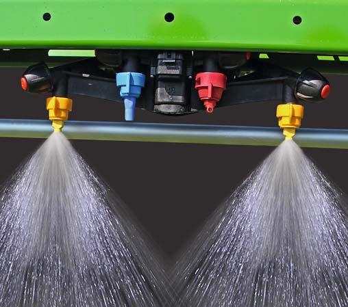From choice, nozzle spacings of either 25 cm or 50 cm are possible. The optimum lateral distribution of the spray liquid on the target surface is ensured when all of these variables are well matched.