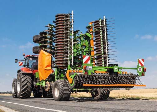 The oversized transport wheels provide safe road transport and offer reduced depth of any wheel marks in the field.