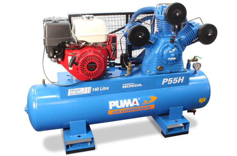 Honda Petrol Air Compressors Puma s new Honda petrol engine-powered air compressors offer a great solution for on-site or farm use where there s no electric power available.