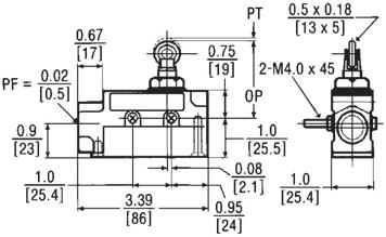 3SE3 North American Limit Switches 3SE3 enclosure Dimension drawings Overall dimensions Specifications DT Catalog Number List Price $ 1 unit Roller plunger OF Max. - 9.92-12.3 oz. (25-35 g) RF Min. 4.