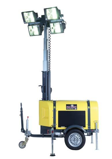 4 x 1000 W MH@ 8 m 62 x 62 m PAC-LIGHT PL4000 - Site Tow Tower light with vertical mast PACLITE offers this model with powerful lighting.