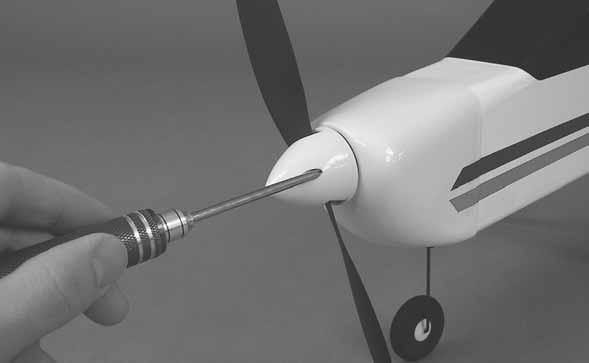 The motor WILL ROTATE anytime the throttle stick is advanced. Once the brake is set, it does not require resetting after the ESC has been switched off. INSTALL PROPELLER AND SPINNER 1.
