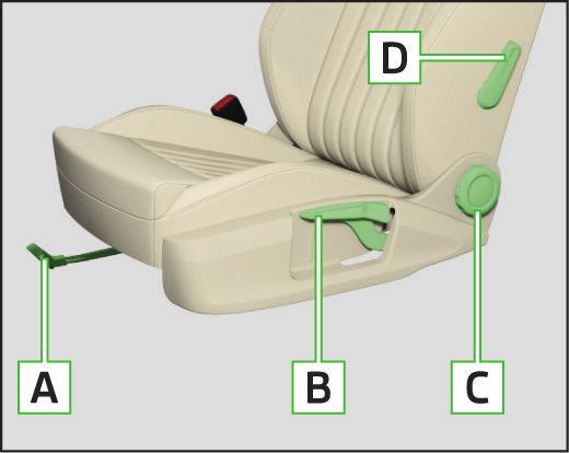 backrest Adjusting lumbar support For your safety, and to reduce the risk of injury in an accident, the