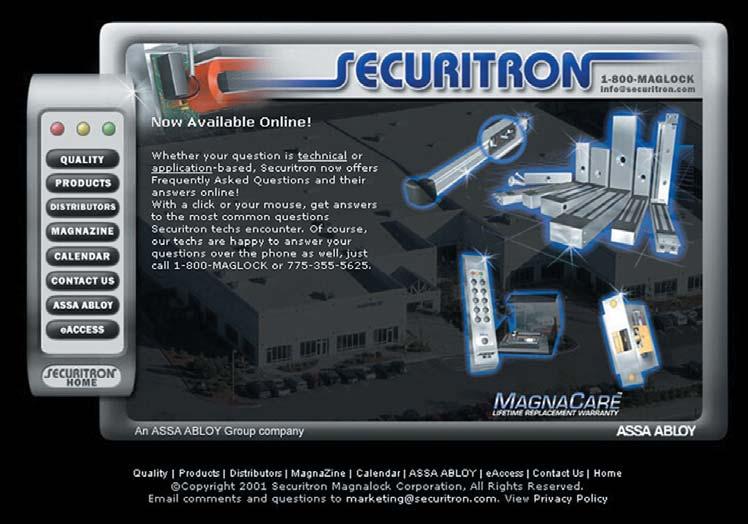 1-800-MAGLOCK (1-800-624-5625) www.securitron.