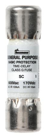 Low voltage, branch circuit fuses SC Class G general purpose fuses Fast-acting (/2-6 ) and time-delay (7-60 ) Class G fuses.