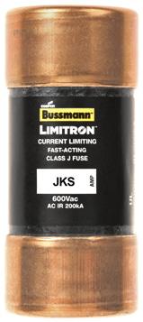 Low voltage, branch circuit fuses JKS Class J Limitron fast-acting fuses Fast-acting, Class J current-limiting fuse.
