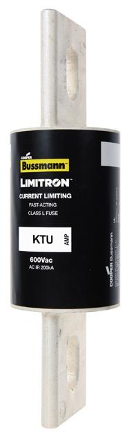 Low voltage, branch circuit fuses KRP-CL current-limiting, time-delay fuses KTU Class L Limitron fast-acting fuses Current-limiting, time-delay fuse with Class L dimensions for the 60-800 case size.