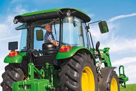 The 5E 3-Cylinder Tractors 7 Rear Visibility A swing-out rear window opens to 70 degrees, providing further visibility when hooking up implements.
