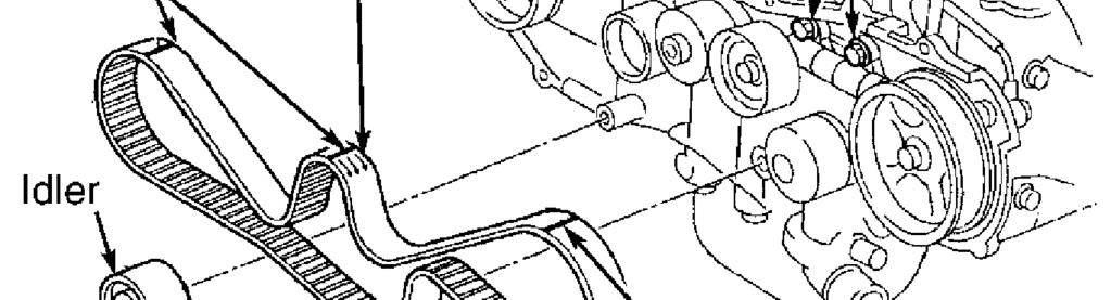 2) Remove left, right and front timing belt covers. See Fig. 3.