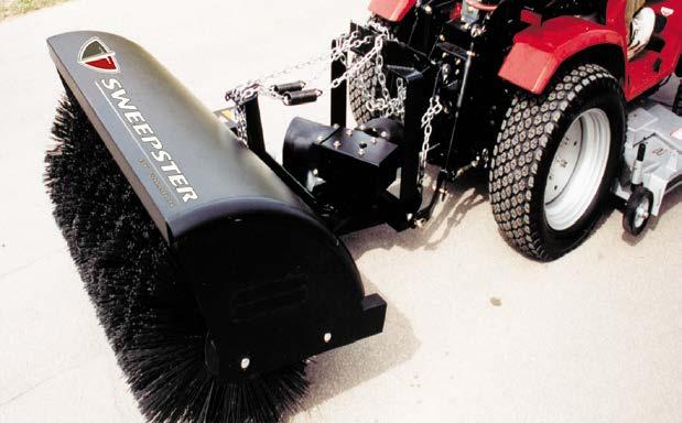 SWEEPERS FOR COMPACT TRACTORS RMRM - Compact Tractor Angle Sweeper - Mechanical 3-Point Drive General cleanup, snow removal, sidewalk cleaning Designed for compact tractors <30hp Driveline powered