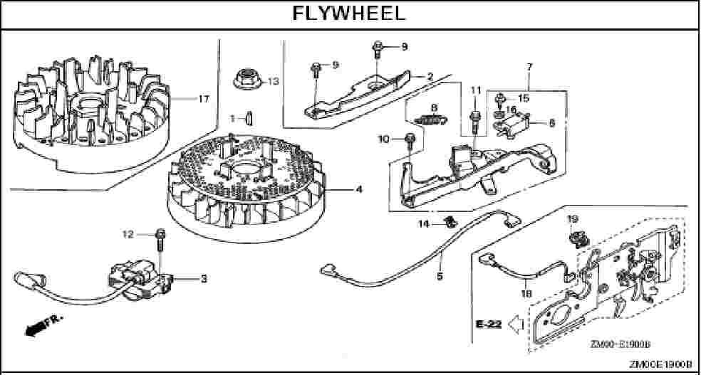 HOVER MOWER TM Figure 20 Flywheel 20 1 GC-13331-357-000 Key, Special Woodruff (25X18) 1 20 2 GC-19612-ZM0-J20 Plate, Side 1 20 3 GC-30500-ZOJ-003 Coil Assy.