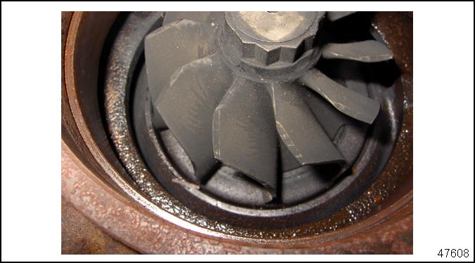 chips, or evidence of foreign material entering the turbocharger. See Figure 9.