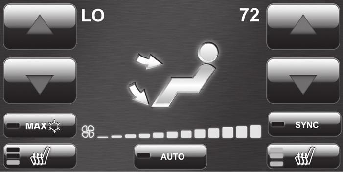 CLIMATE & CONVENIENCE CONTROLS FIGURE 5 Home TFT Color Touch Screen layout (DUAL Climate Control system) 1. Driver's Temp Indicator 2. Driver's Temp Up 3. Driver's Temp Down 4. Max A/C / 5.