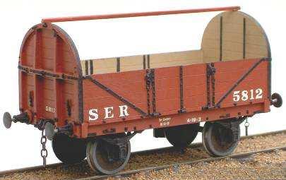 ROUND END OPEN WAGONS Cast resin bodies on cast white-metal underframes, suitable for assembly with fast 2-part epoxy resin adhesive. Sprung cast buffer stocks and buffers with 5 or 3 link couplings.