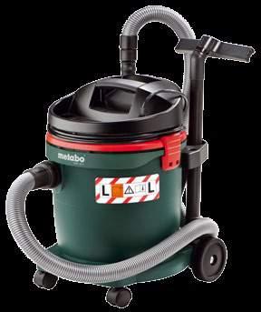 25 & 32 Litre Vacuums Metabo Vacuum Class Ratings: 35 Litre Vacuum With Auto Clean Metabo Vacuum Self Cleaning Technology: Keeps back 99% of: Dusts with AGW values > 1 mg/m3 Slightly hazardous dusts