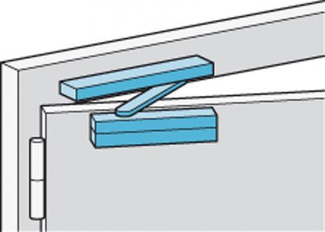 3 view construction Space required on doors for standard installation on hinge side Installation dimensions for direct standard mounting on hinge side Installation