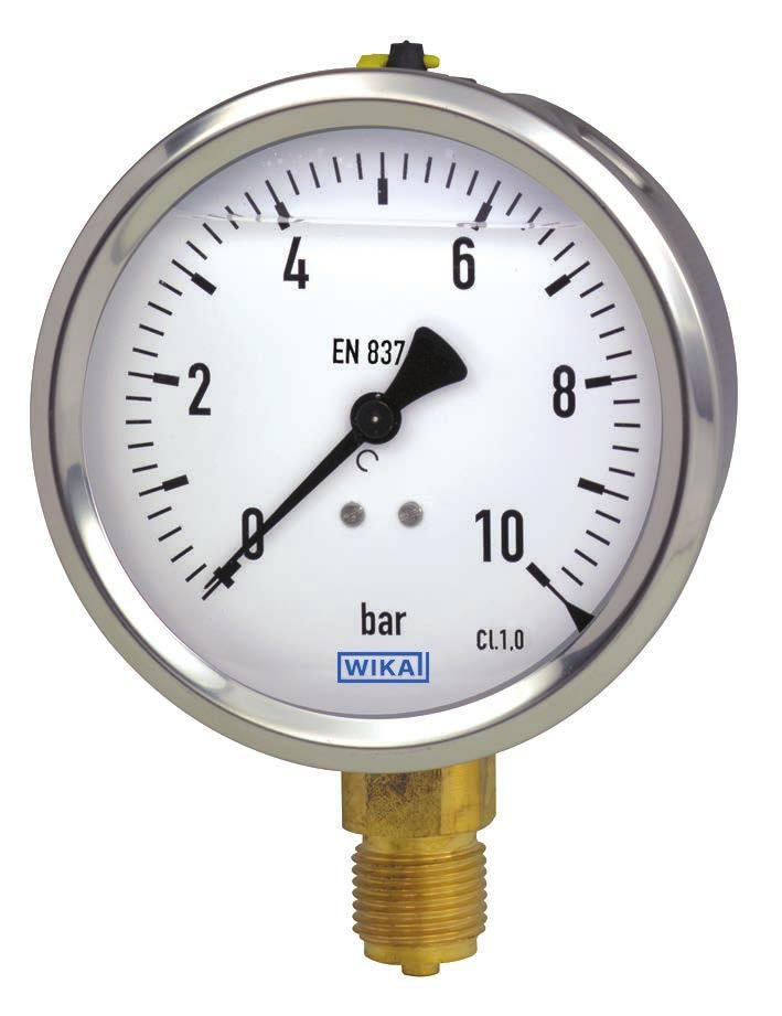 Supplier documentation Mechanical pressure measurement Bourdon tube pressure gauge Model 21.5, liquid filling, stainless steel case WIKA data sheet PM 02.