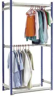 It is an ideal way for the storage of clothing and other garments. The system is totally flexible and can be fully adjusted to accommodate additional levels for fluctuating storage requirements.