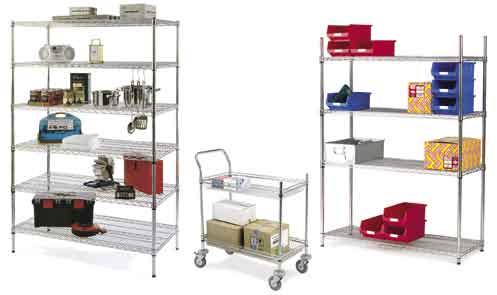 S T O R A G E / S H E L V I N G E Q U I P M E N T Chrome Shelving Chrome shelving provides strength within an open wire design that offers unrivalled air and light penetration, making it suitable for