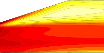 Large velocity gradients exist between the wall jet and the main passage flow and between the wall jet and the diffuser upper wall boundary layer.