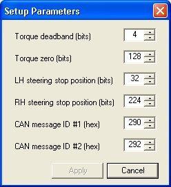 1. Select the Setup Parameters option from the main menu. The Setup Parameters dialog (Figure 5) is displayed. Figure 5 - Setup Parameters Dialog 2.