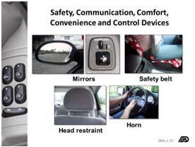 Safety, Communication, Comfort, Convenience, Control Devices and Symbols Safety,