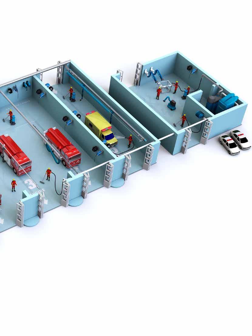 1 2 3 4 3 5 7 8 2 1 6 8 6 3 7 PARKING AREA FIRE VEHICLES with Exhaust extraction and particle filtration 1. Magna Rail 2. MagnaTrack HS 3. Pneumatic Track System PTS 4. Vertical Stack 5.
