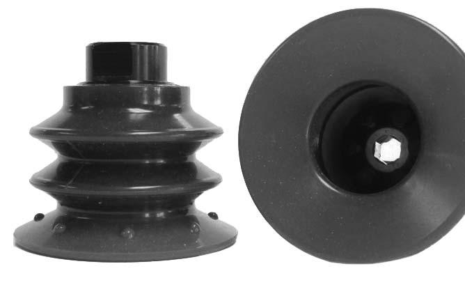 VFDB DOUBLE BELLOWS CUP Double Bellows Design Compensates for Height Variances in Part Picking Can seal on Convex and Concave Surfaces Available from 20mm to 70mm Diameter NBR, FDA Silicone and Dual