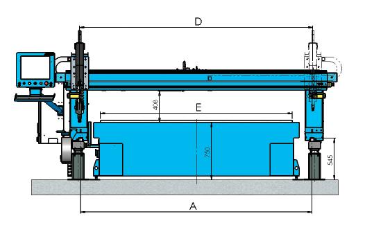 Size and features Dimensions on a standard railway (Length 4500 mm)) Additional roller railway with 3 m or 1.5 m elements. A : Rail centre distance. B : Overall width. C : Overall length.