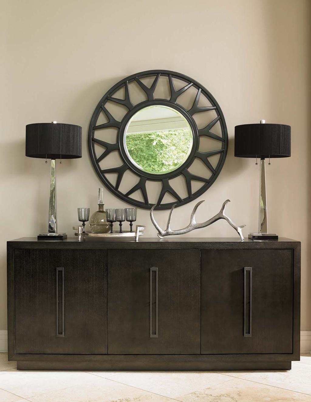 The Targa buffet is a signature piece in the collection, with striking vertical pulls on the three