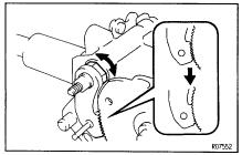 STEERING TILT STEERING COLUMN SR19 9. ENGAGE AND ADJUST RIGHT AND LEFT TILT PAWLS (a) Engage the left pawl to the center of the ratchet.