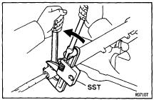 NOTICE: Avoid any impact to the steering rack.