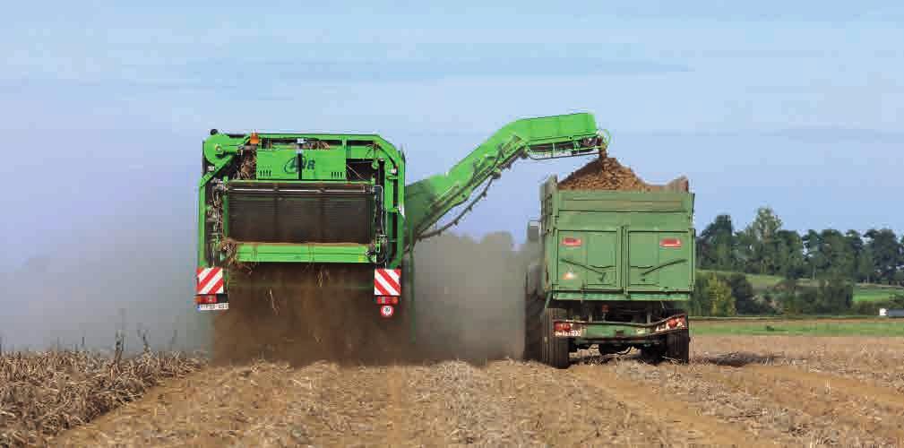 3,700 mm sieving web (x2): long sieving web, pitchdependent PUR drive wheels with three eccentric vibrators. This web is followed by the first haulm roller. 3.