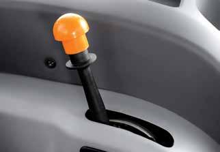 The power shuttle lever is located on the left-hand side of the steering console for easier direction changes.