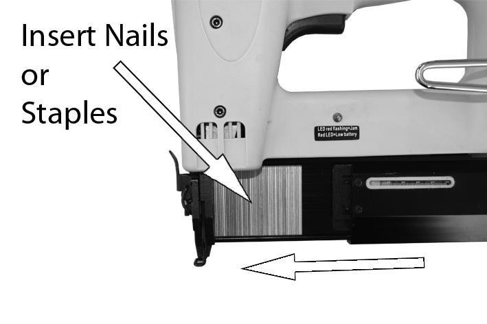 Insert the staple strip or the nail strip.