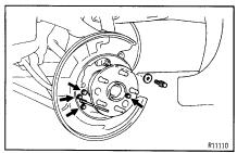 Torque: 289 N m (2,950 kgf cm, 213 ft lbf) (d) Remove the brake caliper and disc. 6. REMOVE DRIVE SHAFT (See page SA46) 7.