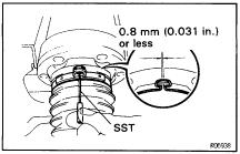 INSTALL NEW BOOT CLAMPS TO BOTH BOOTS (a) Position the clamp onto the boot. HINT: Pinch the inboard side of the boot clamp, as shown in the illustration. (b) Place SST onto the clamp.