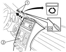 Using a phillips screwdriver, remove the two screws (1) and remove the instrument panel cover (2). (Figure 6.) Figure 5.