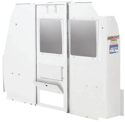 RESISTANCE protects you from loose objects in the cargo area EXCLUSIVE 9" X 1" DOG HATCH DOOR allows easy loading of long materials by utilizing the floor space in front of the bulkhead POLYCARBONATE