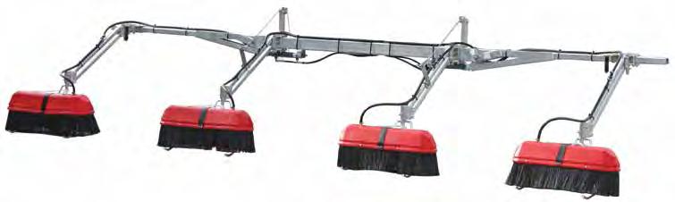 The fully galvanised 4 or 6 row boom comes standard with a hydraulic twin folding ram mechanism and adjustable tracking arms.