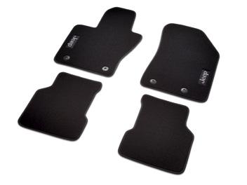 The mats, a must during inclement weather, are sold as a set of three and feature the Jeep Brand logo.