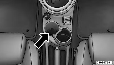 106 UNDERSTANDING THE FEATURES OF YOUR VEHICLE CUPHOLDERS For the driver and front passenger, cupholders are located