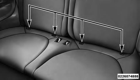 56 THINGS TO KNOW BEFORE STARTING YOUR VEHICLE Locating The LATCH Anchorages The lower anchorages are round bars that are found at the rear of the seat cushion where it meets the seatback, below the
